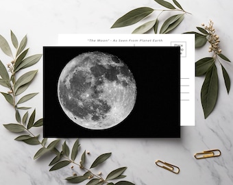 Full Moon Black and White Photo Postcard: Nighttime Celestial Photography (4x6)