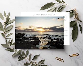 La Jolla Sunset Photo Postcard: California Coastline Art (4x6)
