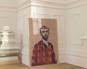 For Gustav Klimt 01 Art Print - [Portrait Collage art, Classic Artist, Contemporary Retro Vintage Collage Art,Elegant Wall Decor]
