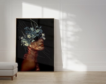 Limbo - [Flower head Art Print, Elegant Floral Portrait, RetroPop Botanical Wall Decor, Winter Flowers Art]