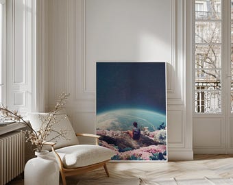 My World Blossomed When I Loved You - [Collage, Art Print, Retro, Floral, Futuristic, Surreal Collage, Photo Wall Art]