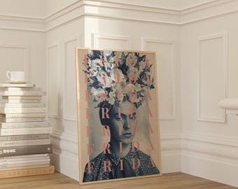 for Frida Art Print - [Portrait Collage art, Classic Artist, Contemporary Retro Vintage Collage Art,Elegant Wall Decor]