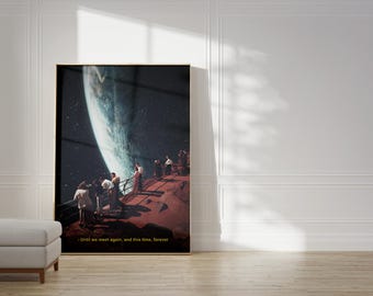 Retro Yellow Subtitle "Missing The Ones we left behind" Print - [Collage, Art, Retro Futuristic, Surreal Collage, Retro Future Wall Art]