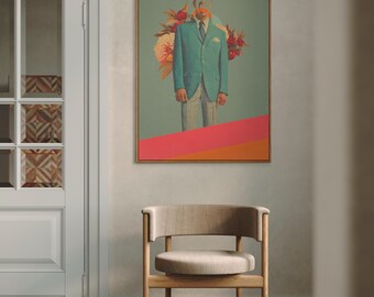 Absent through my Adultness Art Print - [Surreal Collage Art,Elegant Wall Decor, Giclée Retro  Art Print, Floral Art]