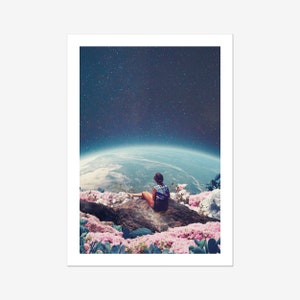 My World Blossomed When I Loved You - [Collage, Art Print, Retro, Floral, Futuristic, Surreal Collage, Photo Wall Art]