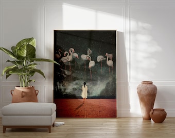 Hanging on to a Dream Print - [Surrreal Collage Art, Retro Vibes Art Print, Frank Moth Digital Collage, Giclée Print]