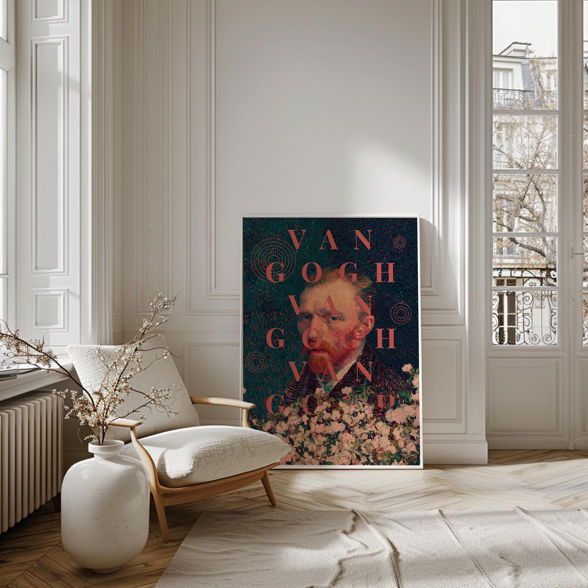 For Vincent Van Gogh Art Print - [Portrait Collage art, Classic Artist, Contemporary Retro Vintage Collage Art,Elegant Wall Decor]