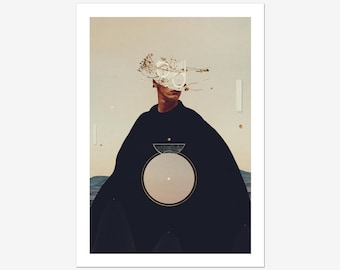 A Shadow in the Equilibrium Print - [Surreal Collage Art,Elegant Wall Decor, Pastel Art Print, Portrait Art]