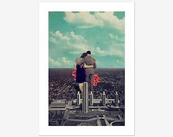 Together Art Print - [Surreal Collage Art,Elegant Wall Decor, Retro  Art Print, Romantic Art]