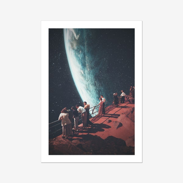 Missing The Ones we left behind - [Collage, Art Print, Retro Futuristic, Surreal Collage, Retro Future Art]