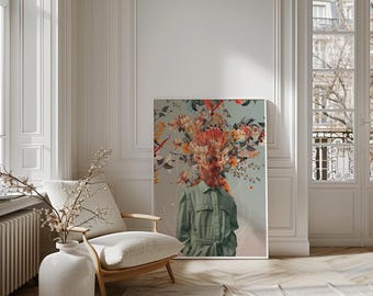 You Smell Like Home - [Flower head Art Print, Elegant Floral Portrait, RetroPop Collage Wall Decor, Autumn Spring Art]
