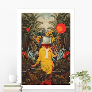 She Came from the Wilderness Botanical Collage Art,Elegant Woman Portrait, Retro Surreal Art Print, Jungle Art image 5