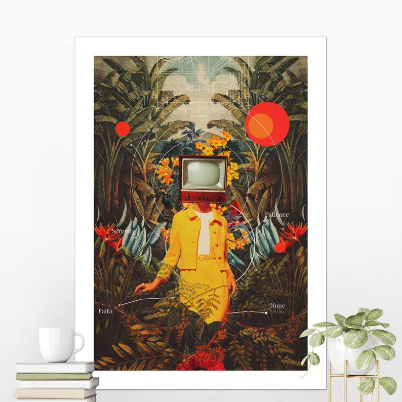 She Came from the Wilderness Botanical Collage Art,Elegant Woman Portrait, Retro Surreal Art Print, Jungle Art image 5