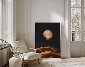 A golden Space Glimpse Art Print - [Surreal Collage Art,Elegant Wall Decor, Retrofuturistic Art Print]