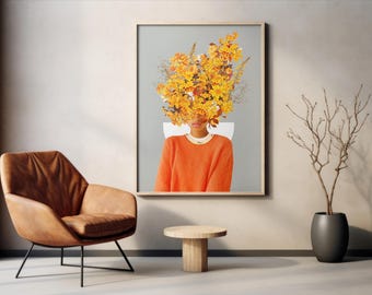 I Saw you Flower Art Print - [Flower head Art Print, Elegant Floral Portrait, RetroPop Botanical Wall Decor, Spring Flowers Art]