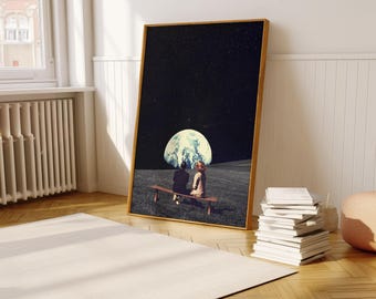 We Used To Live There - [Space Collage Art Print, Surreal Art, Romantic Poster, Stars Retro Art Print]