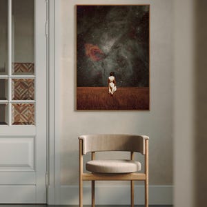Follow Me Art Print - [Collage, Art, Retro, Space, Futuristic, Midcentury Vibe Surreal Collage, Sci-fi Wall Decor]