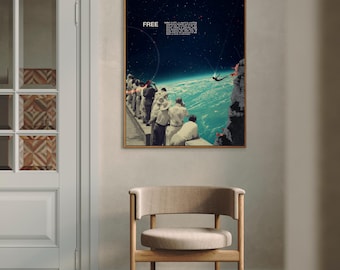 Free Art Print - [Collage, Art, Retro, Space, Futuristic, Midcentury Vibe Surreal Collage, Sci-fi Wall Decor]