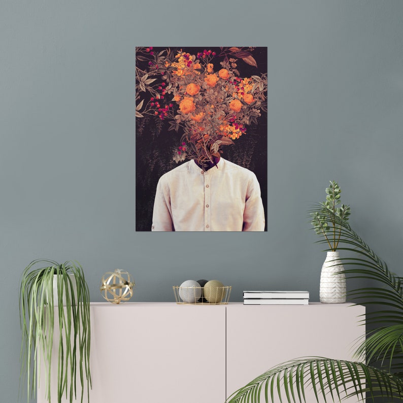 Bloom flower Head Collage Art Surreal Floral Portrait Etsy