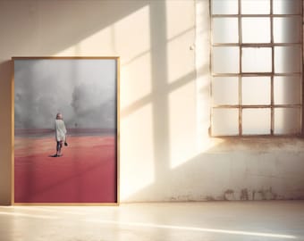Watching You Leave Me  Print - [Surreal Collage Art,Elegant Wall Decor, Pastel Art Print, Strange Art]