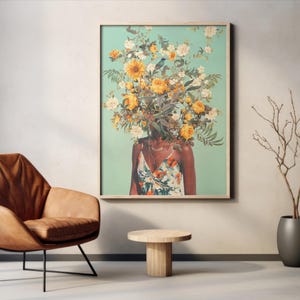 Me amaste hace 1000 veranos Impresión artística - [Arte de collage de cabezas de flores, Retrato floral pop, Impresión artística botánica retropop, Arte de flores de primavera]