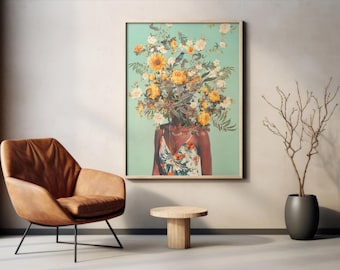 You Loved me 1000 Summers Ago Art Print - [Flower head Collage Art, Pop Floral Portrait, RetroPop Botanical Art Print, Spring Flowers Art]