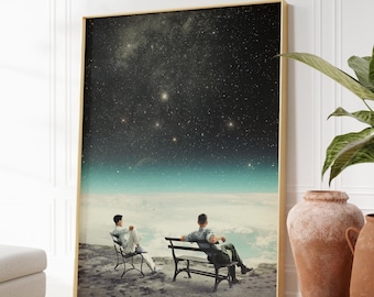 You Were There In my Deepest Silence Print - [Collage, Art, Retro, Space, Futuristic, Midcentury Vibe Surreal Collage, Sci-fi Wall Decor]