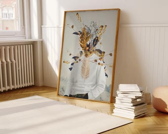 Silence And Simplicity Art Print - [Flower head Art Print, Elegant Spring Floral Portrait, Botanical Wall Decor, Surreal Potrait]