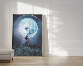 Two Million Years from Yesterday Print - [Surreal Art Print, Space Collage Art, Retro Inspired Art, Couple in Love Art]