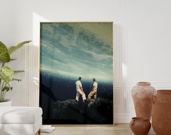 The Earth was Crying and we Were There Print - [Collage, Art, Retro, Space, Futuristic, Midcentury Vibe Surreal Collage, Sci-fi Wall Decor]