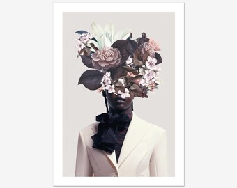 All the Winters I Bloomed for You Art Print  - [Flower head Portrait Collage Art, Retro Botanical Print, Contemporary Floral Wall Art]