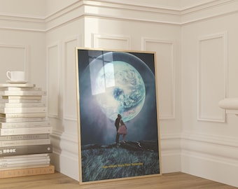 Retro Yellow Subtitle "Two million Years from Yesterday" - [Collage, Art Print, Retro Futuristic Poster, Surreal Collage, Photo Wall Art]
