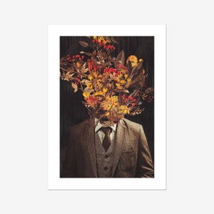 You Should Have Been Here Print - [Flower head Collage Art, Surreal Floral Portrait, Retro Botanical Art Print]