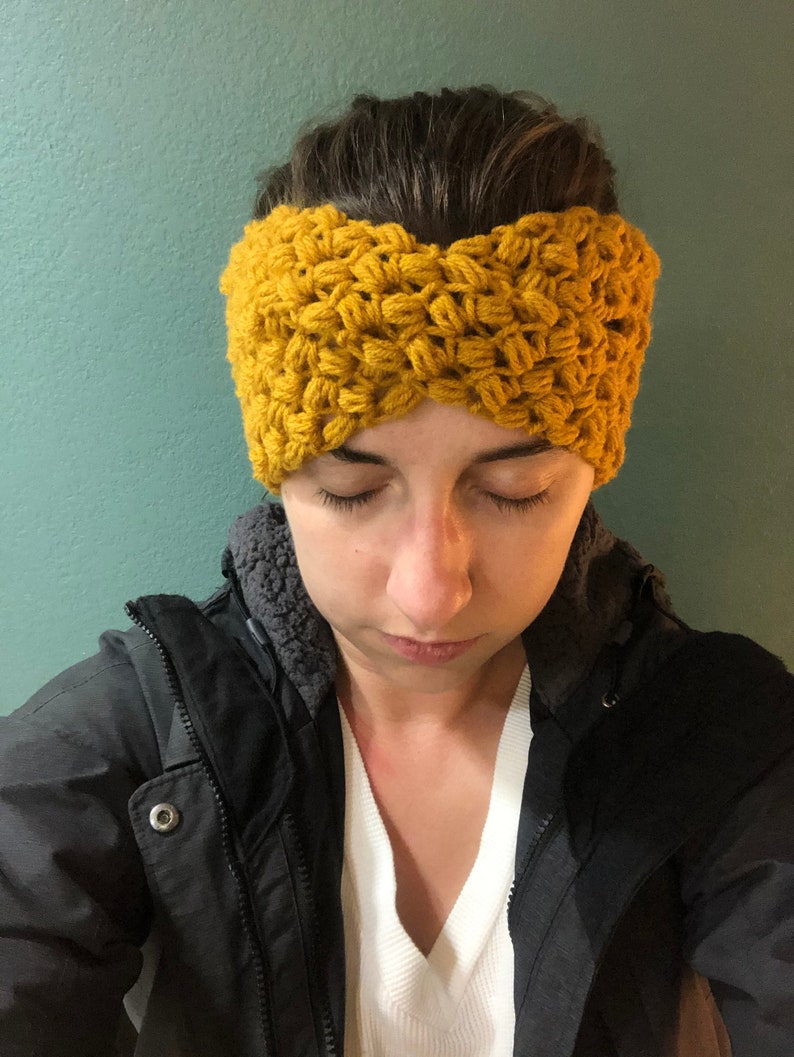 Mustard Earwarmers Handmade Crocheted Headband Twisted Earwarmers