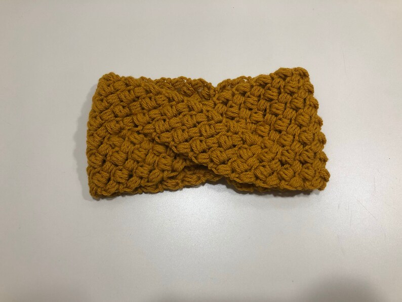Mustard Earwarmers Handmade Crocheted Headband Twisted Earwarmers