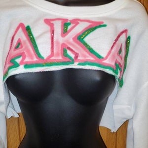 Custom Pink/Green cropped sweatshirt