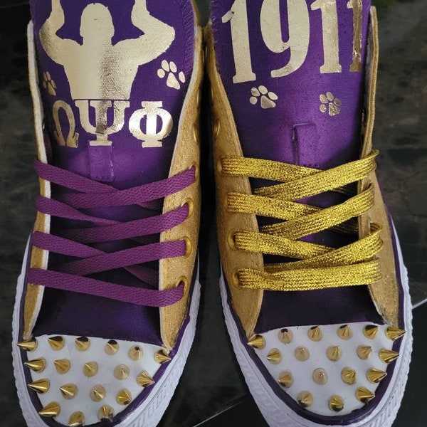 Purple/gold custom shoes