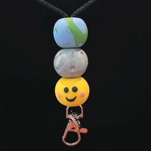 Space beaded lanyard, science lanyard, badge holder, ID holder, Handmade badge holder