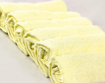 Organic Bamboo Washcloths, 6-pack. Bamboo towels, ideal for sensitive skin. Hypoallergenic, Antibacterial & Super Absorbent 10X10in. Yellow