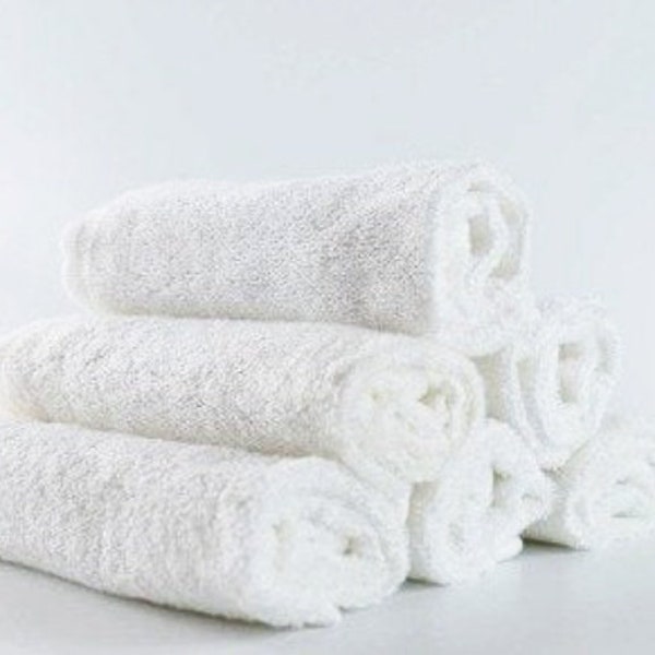 Organic Bamboo Washcloths, 6-pack. Ideal for sensitive skin. Hypoallergenic, Antibacterial & Super Absorbent 10X10”. White