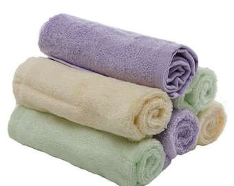 Organic Bamboo Washcloths, 6-pack. Ideal for sensitive skin. Hypoallergenic, Antibacterial & Super Absorbent. Multi-color