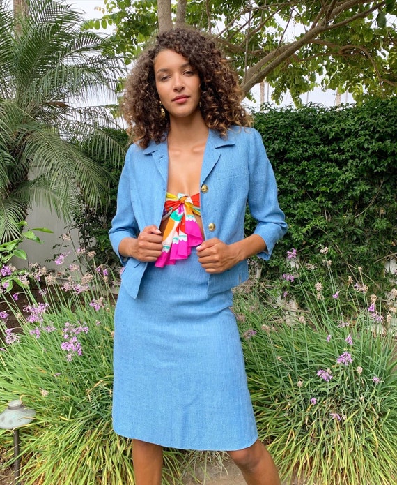 Baby blue skirt and blazer outlet