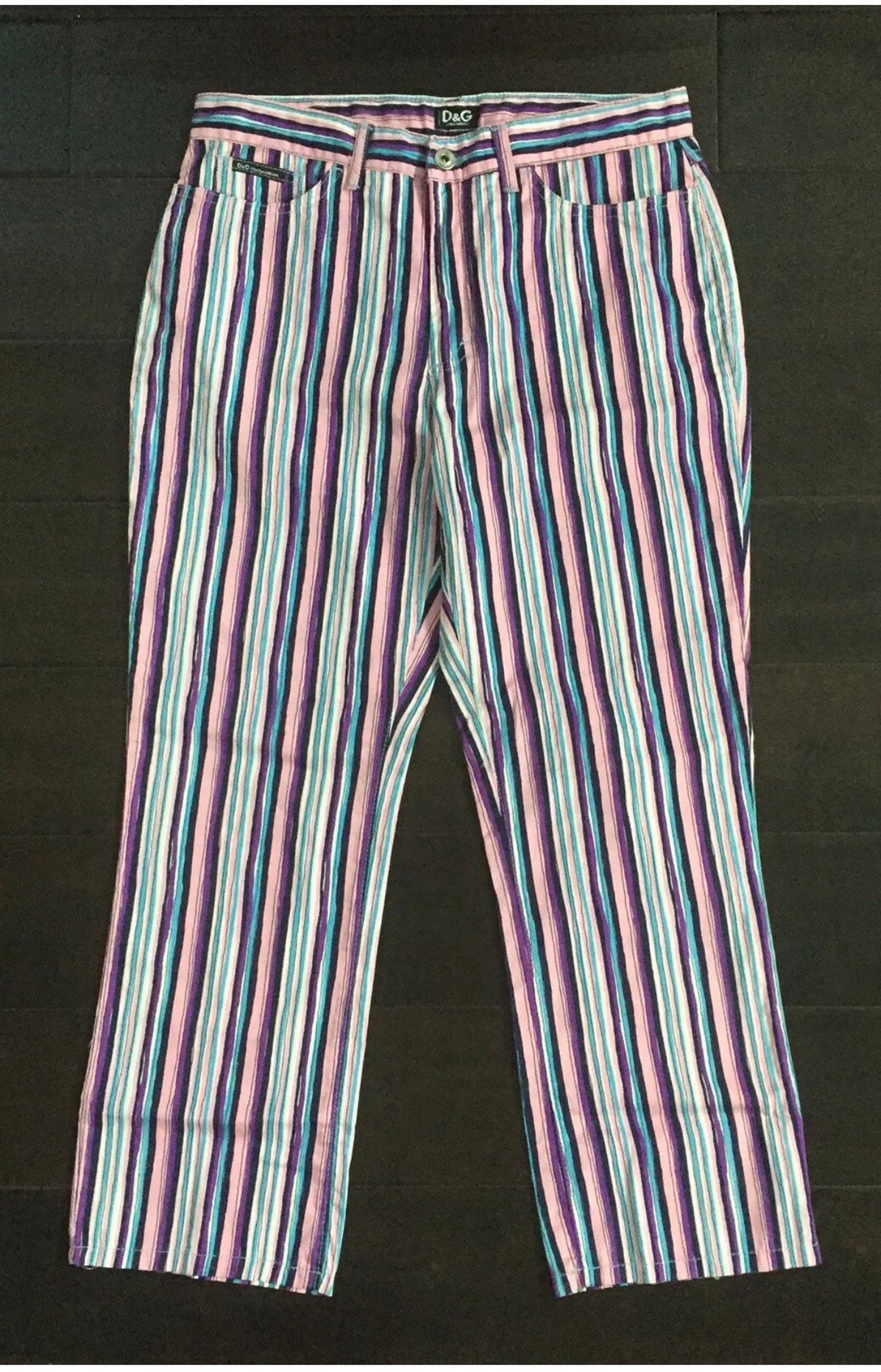 90s D&G Dolce and Gabbana Striped Capri Pants Size 30/44 Made | Etsy