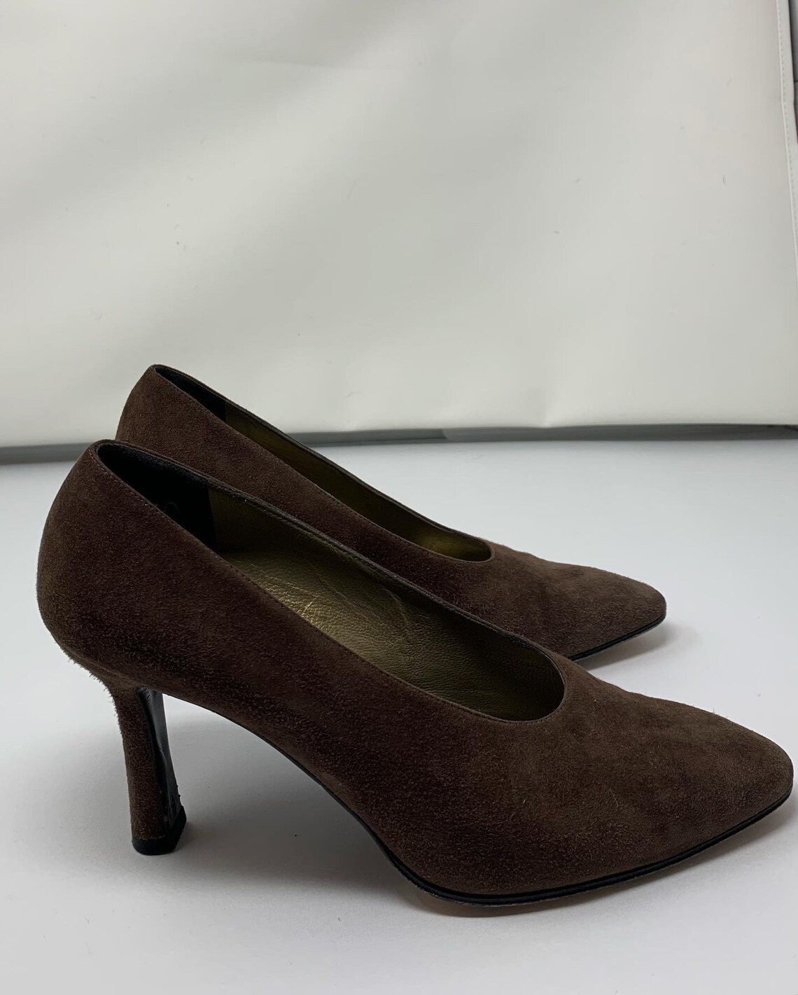 Vintage Yves Saint Laurent Heels size 7.5 Brown Suede Etsy