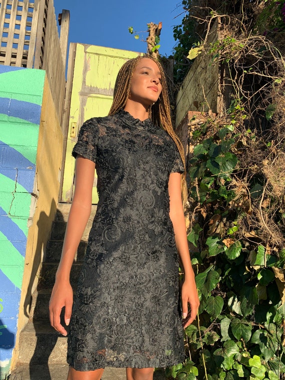 Vintage 50s Handmade Black Dress