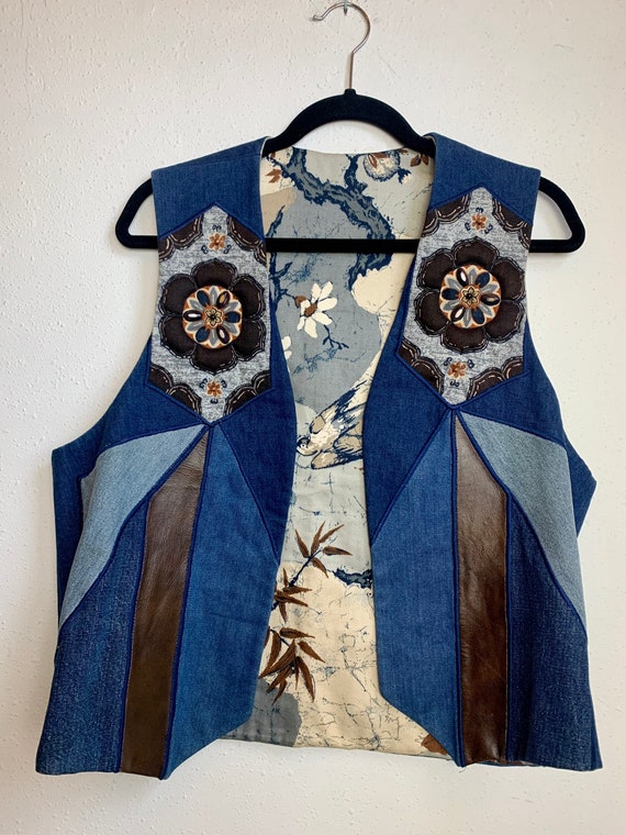 Vintage Handmade Denim Vest - image 7