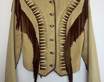 Diamond Leathers Suede Fringe Suede Jacket Size 8