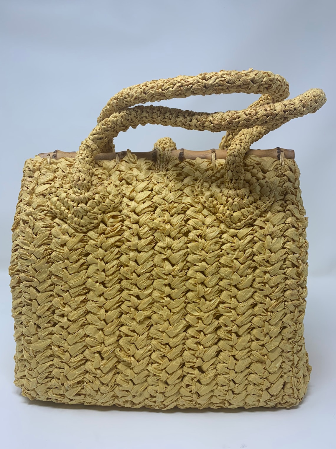 Vintage Yellow Raffia Handbag Made by Its in The Bag | Etsy