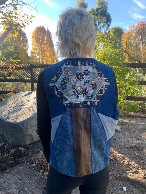 Vintage Handmade Denim Vest - image 3