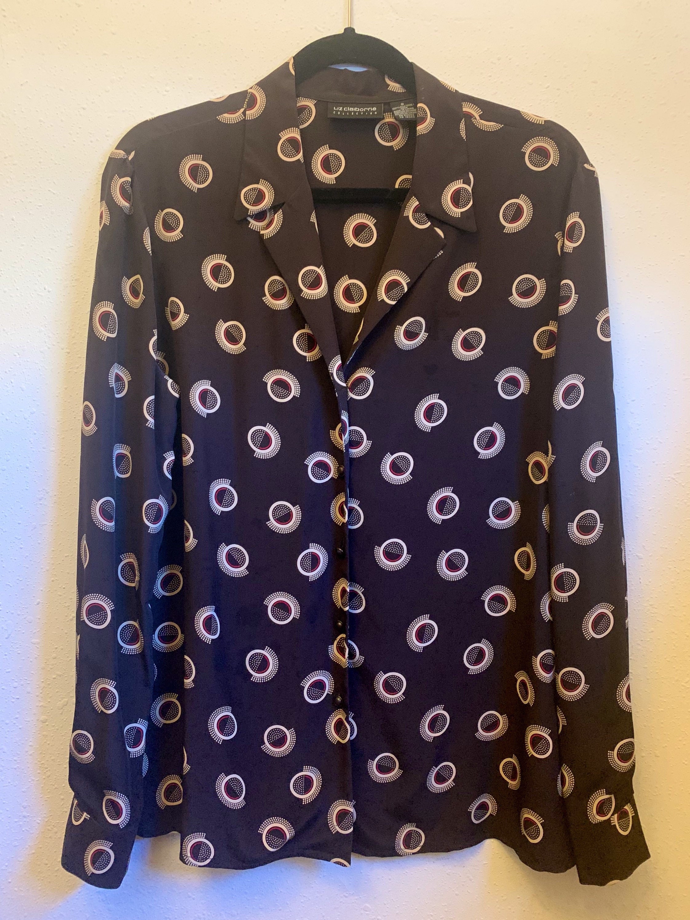 Liz Claiborne Collection Size 8 Long Sleeve Silk Blouse. | Etsy